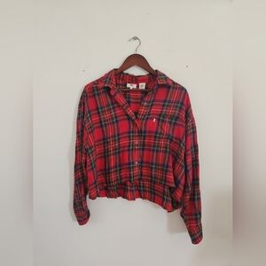 LEVI'S cropped flannel button up